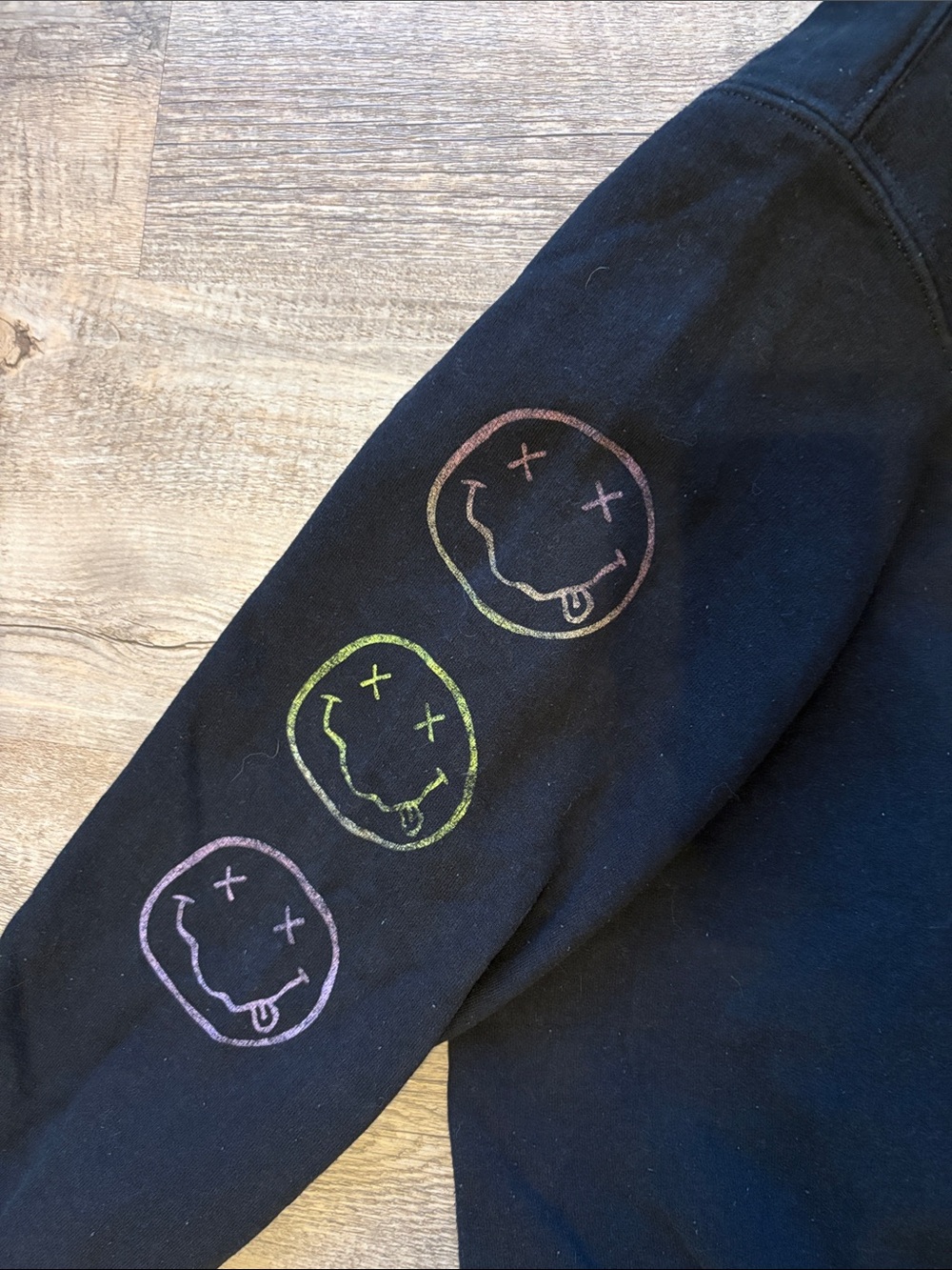 Nirvana Black Tie-Dye Smiley Crewneck Sweater - Picture 3 of 3